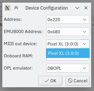 Unpatched v17 with only RawMidi, showing one detected device.