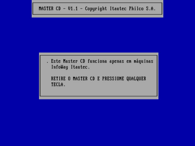 Itautec Master CD 1.1 error message